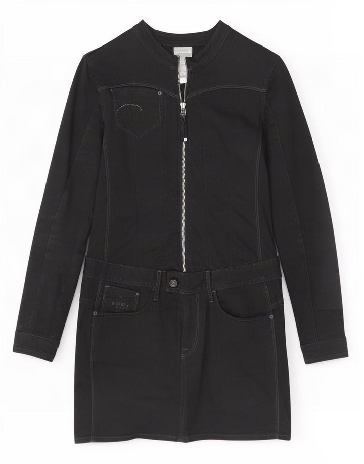 G-Star Dame Langærmet Basic Kjole UK 12 Medium Sort Bomuld