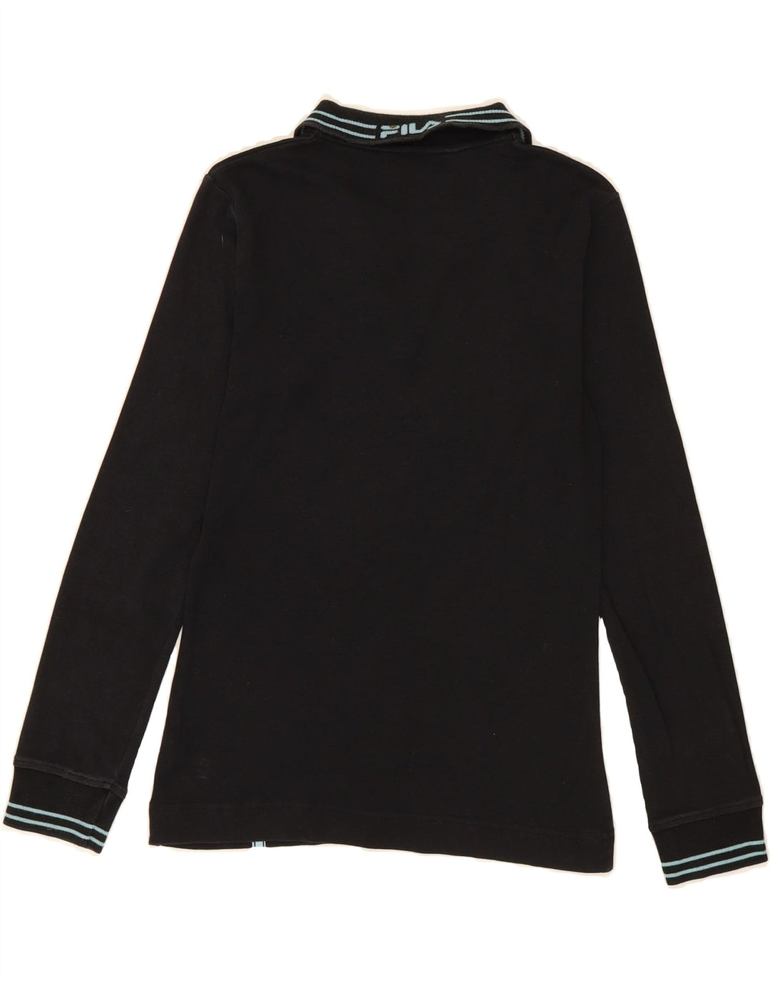 FILA Womens Long Sleeve Polo Shirt UK 12 Medium Black Cotton Vintage Fila and Second-Hand Fila from Messina Hembry 