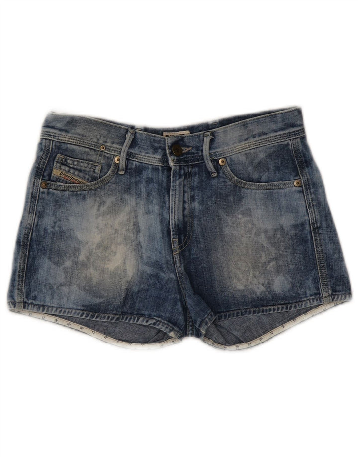 DIESEL Dame Acid Wash Denim Shorts W25 XS Blå Bomuld