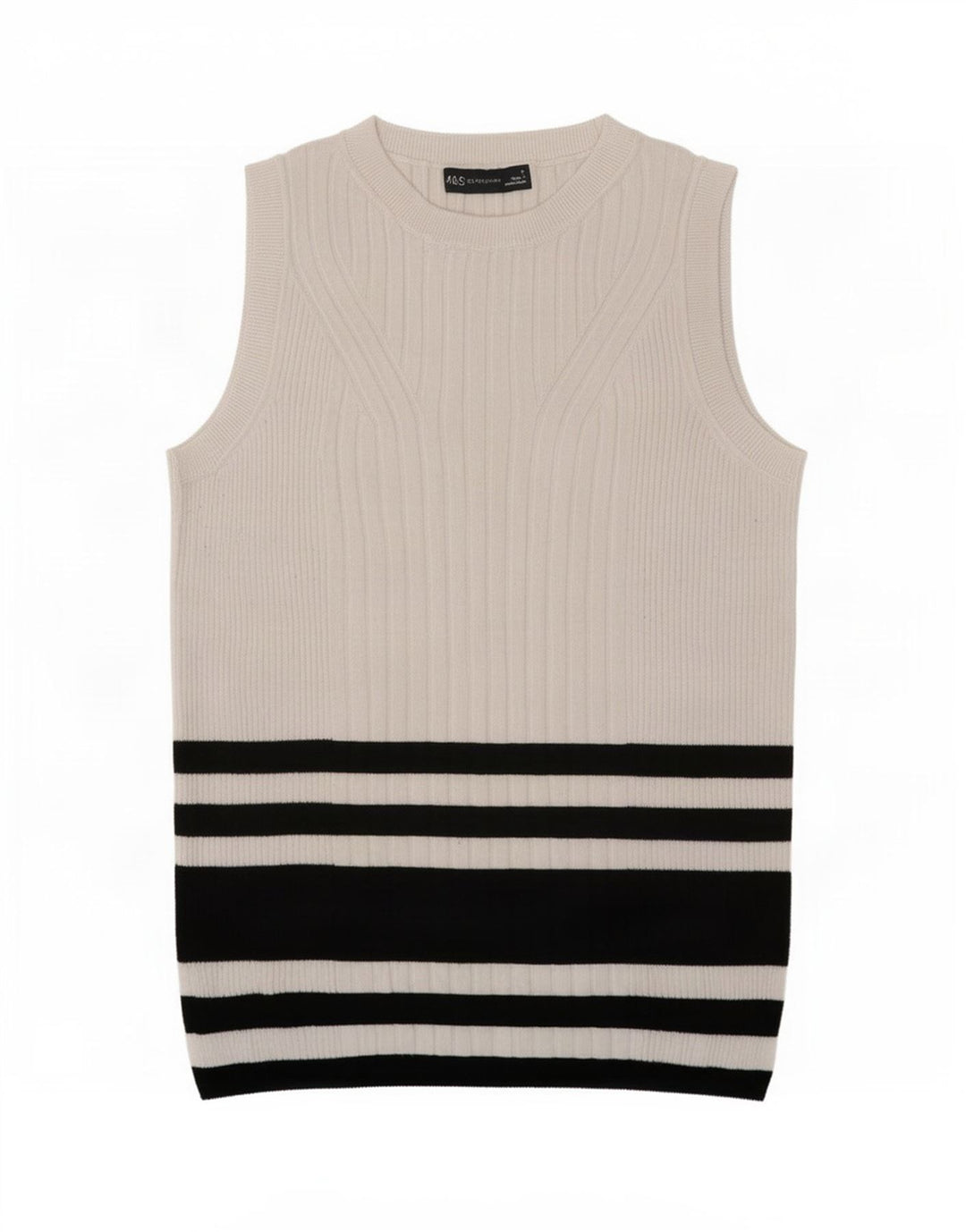 Marks & Spencer Damevest Top UK 12 Medium White Striped Viscose