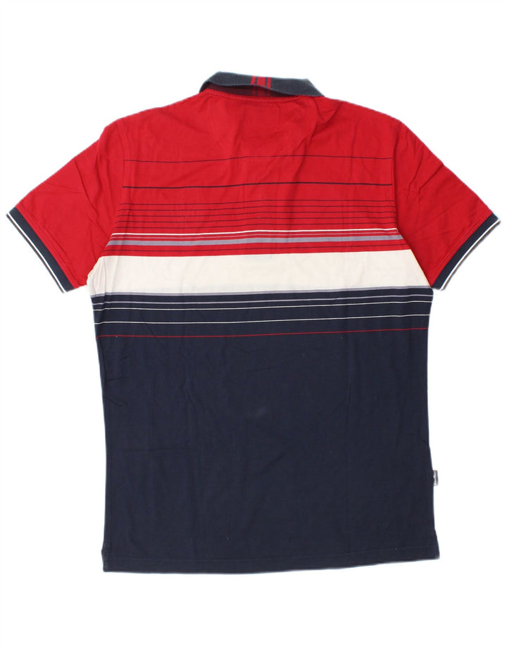 CONTE OF FLORENCE Mens Polo Shirt Medium Red Colourblock