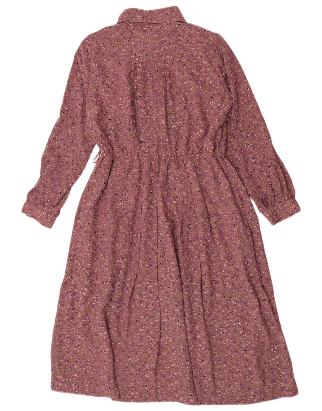 Vintage dame Maxi Pullover skjortekjole UK 12 Medium Brown Floral