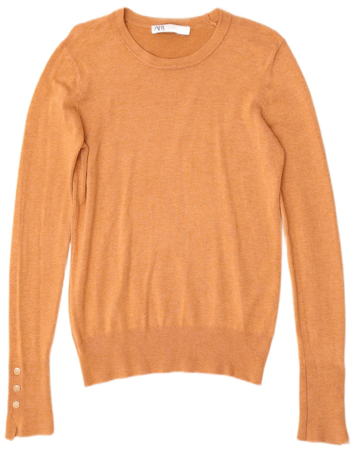 Zara Dame Boat Neck Jumper Sweater UK 12 Medium Beige
