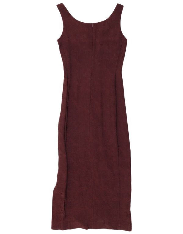 SPORTMAX Dame Ærmeløs Bodycon Kjole UK 10 Small Burgundy Floral