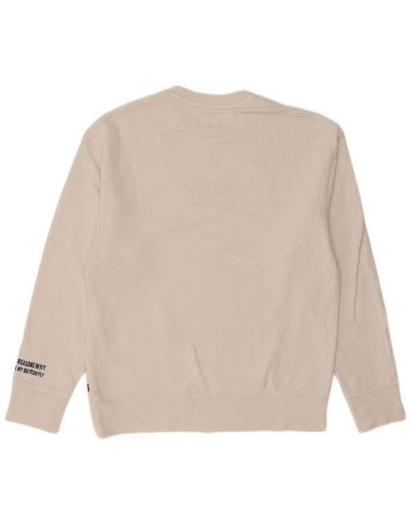 Levi's Herre Grafisk Relaxed Fit Sweatshirt Jumper XS Off White Bomuld