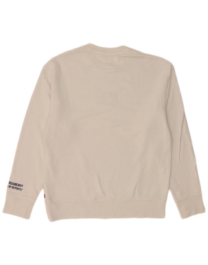 Levi's Herre Grafisk Relaxed Fit Sweatshirt Jumper XS Off White Bomuld
