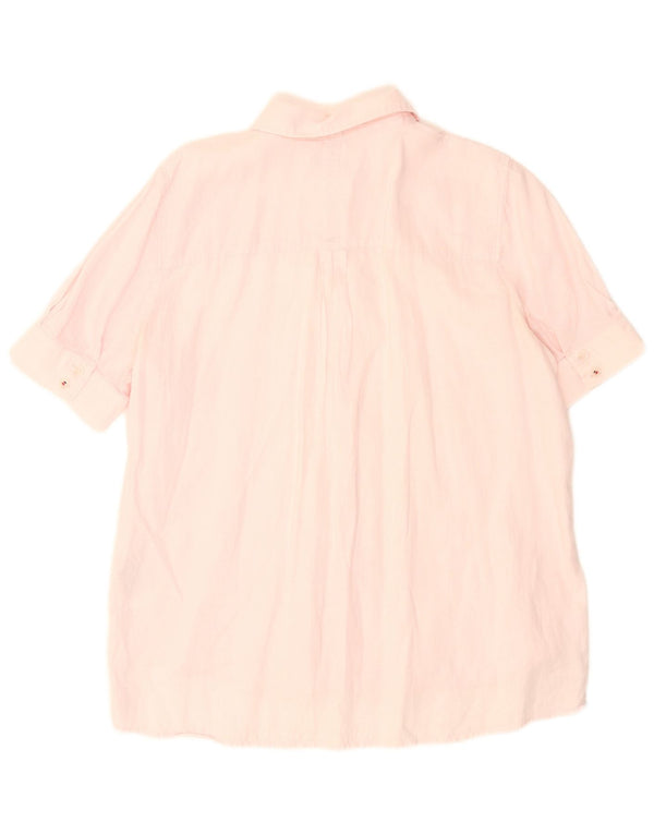 Tommy Hilfiger Kortærmet Oversized skjorte til kvinder UK 12 Medium Pink Linen