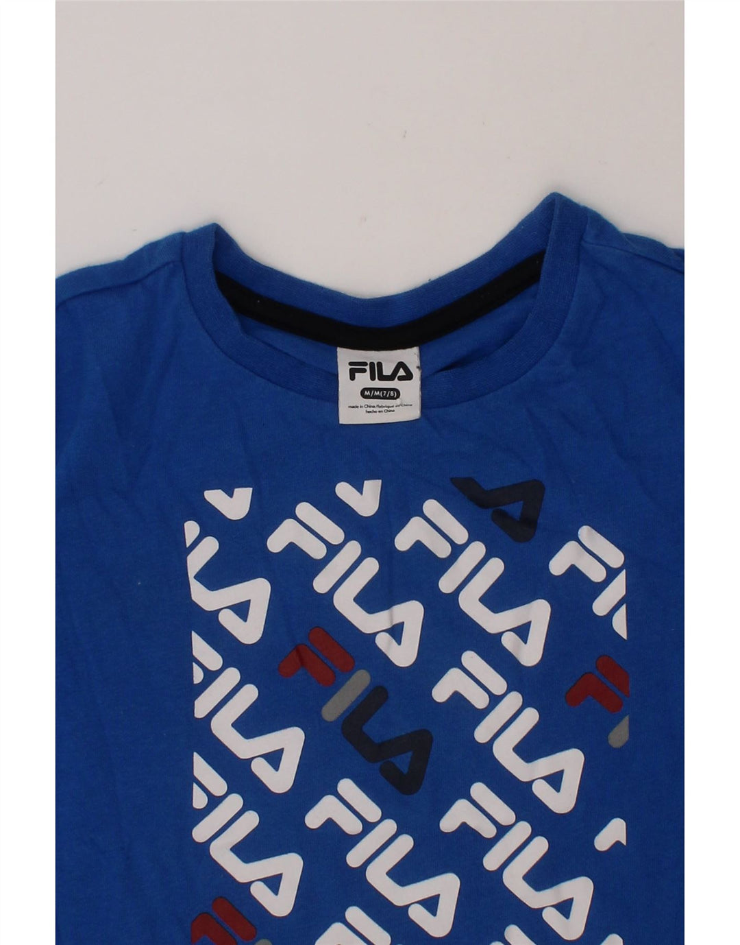 FILA Boys Graphic T-Shirt Top 7-8 Years Medium Blue Cotton Vintage Fila and Second-Hand Fila from Messina Hembry 
