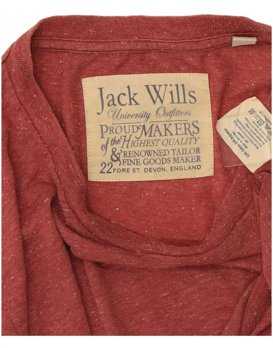 Jack Wills Herre T-shirt Top Medium Rød Flecked Bomuld