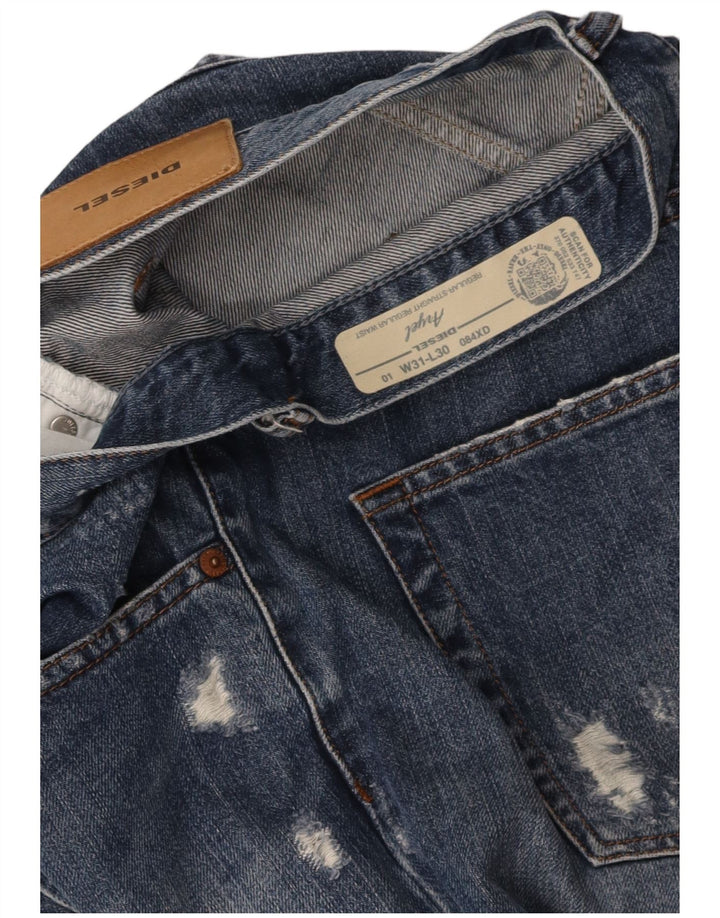 DIESEL Mens Regular Fit Distressed Cropped Jeans W31 L23 Blue