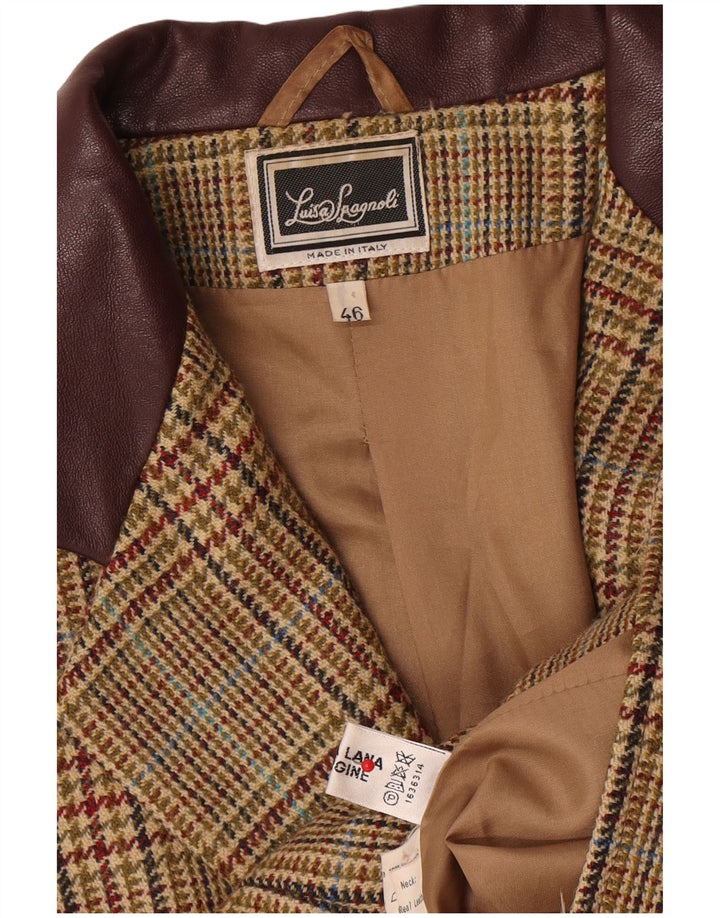 Luisa Spagnoli Dame 3-knaps blazerjakke IT 46 Large Beige Houndstooth
