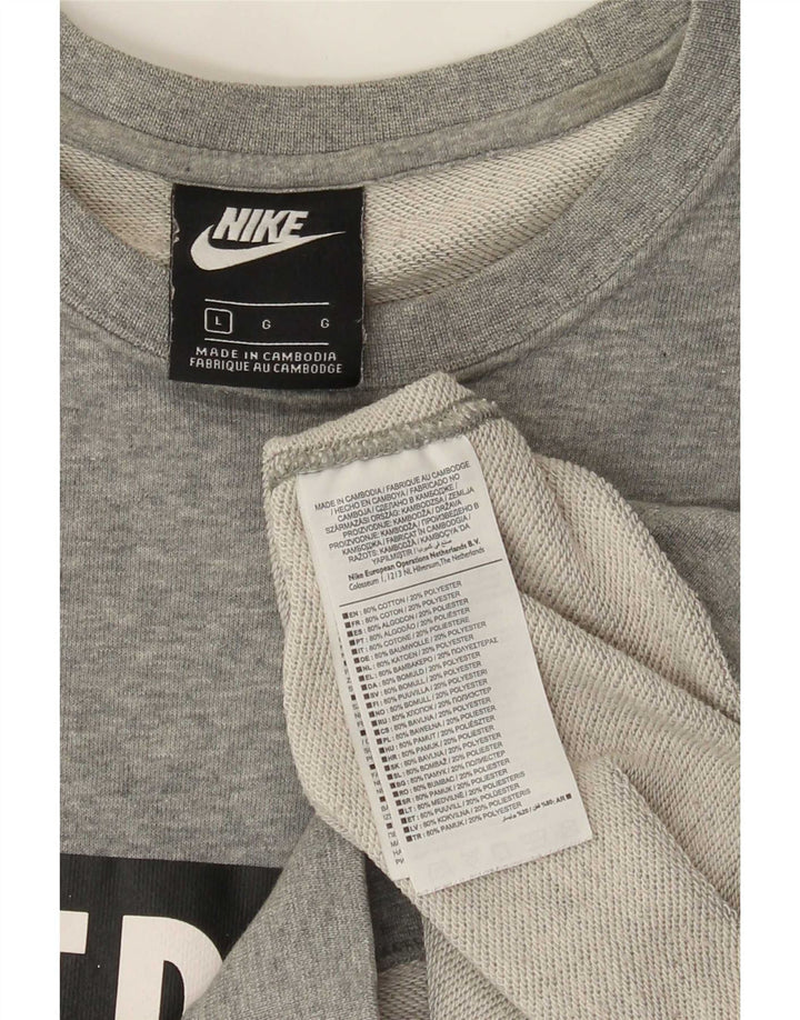 Nike grafisk sweatshirt til mænd, stor grå flækket bomuld