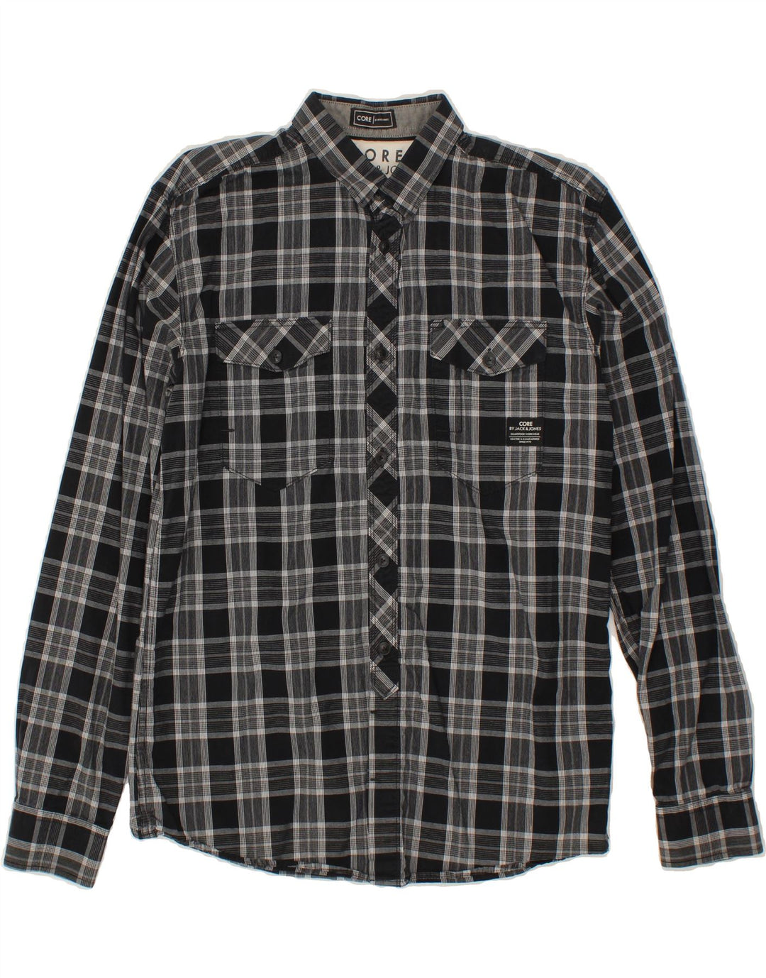 JACK & JONES Mens Shirt Medium Grey Check Cotton Vintage Jack & Jones and Second-Hand Jack & Jones from Messina Hembry 