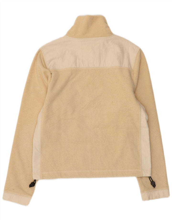 CAT Womens Workwear Crop Fleece Jacket UK 14 Large Beige Colourblock