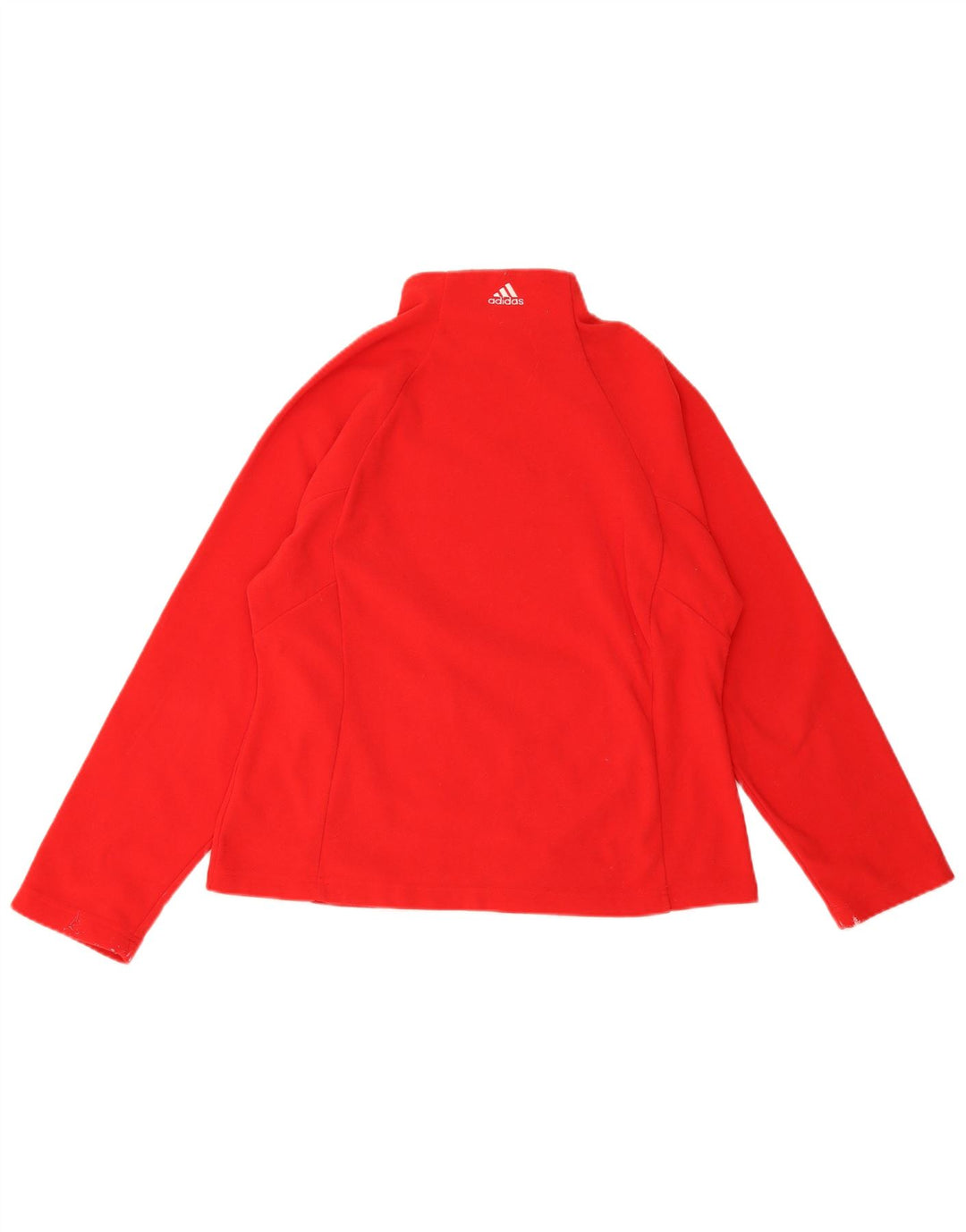 Adidas Dame Grafisk Zip Neck Fleece Jumper UK 16 Large Rød Polyester