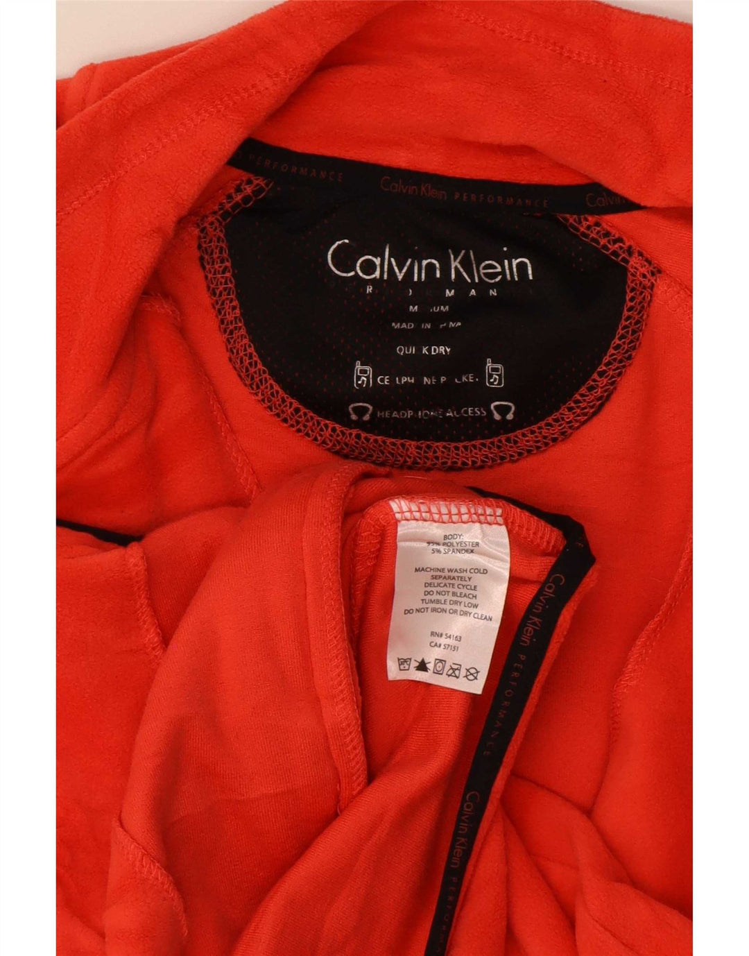 Calvin Klein Dame Grafisk Fleecejakke UK 14 Medium Rød Polyester