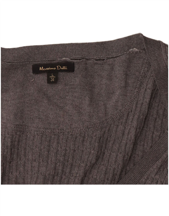 Massimo Dutti Dame Cardigan Sweater UK 14 Large Grå