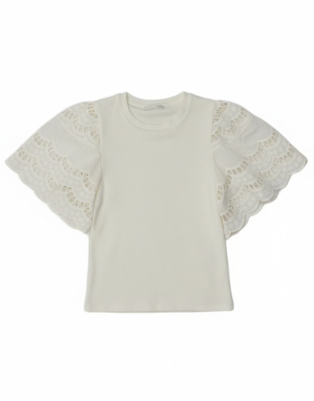 Zara Womens Crop Batwing Bluse Top UK 8 Small White Viscose