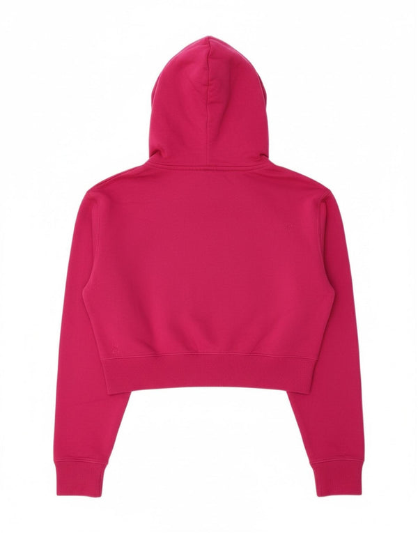 Puma Womens Crop Graphic Hoodie Jumper UK 10 Small Pink Bomuld