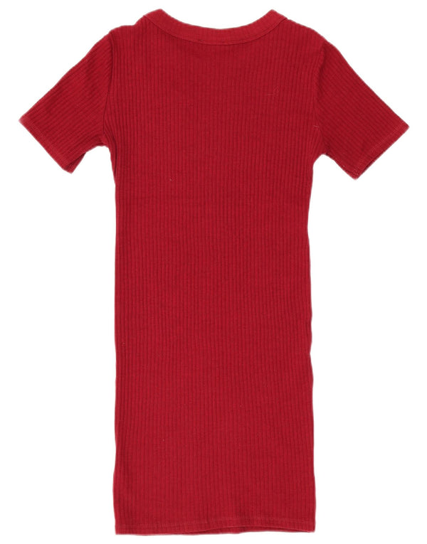 Zara Womens Bodycon Dress UK 8 Small Bourgogne Bomuld