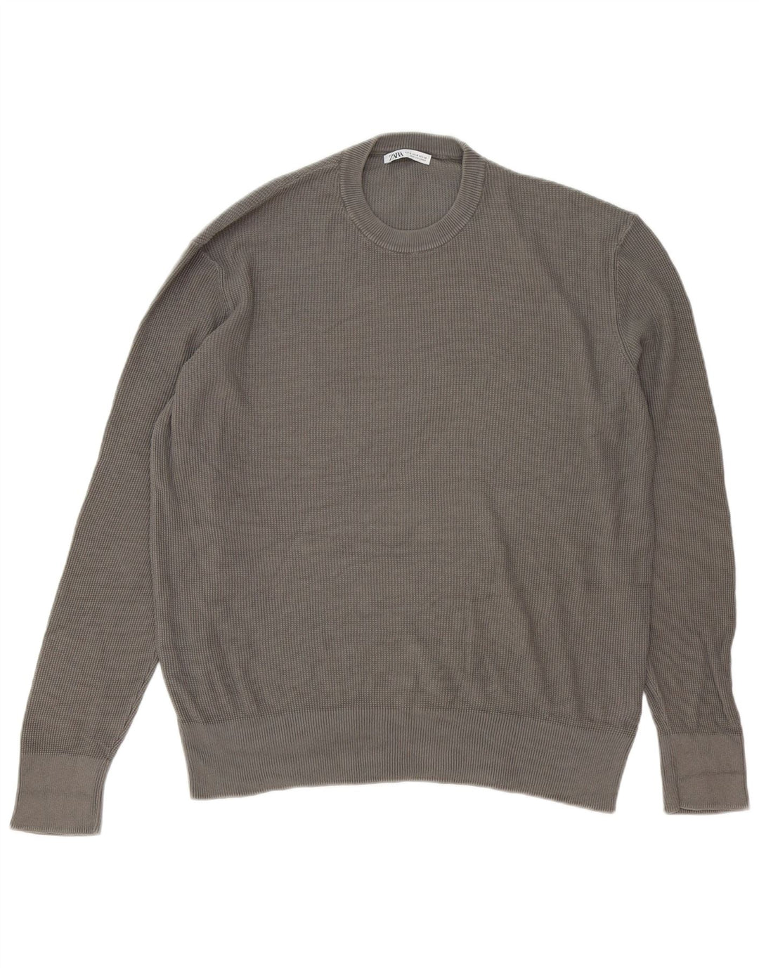 Zara Herre sweater med rund hals, mellemgrå bomuld