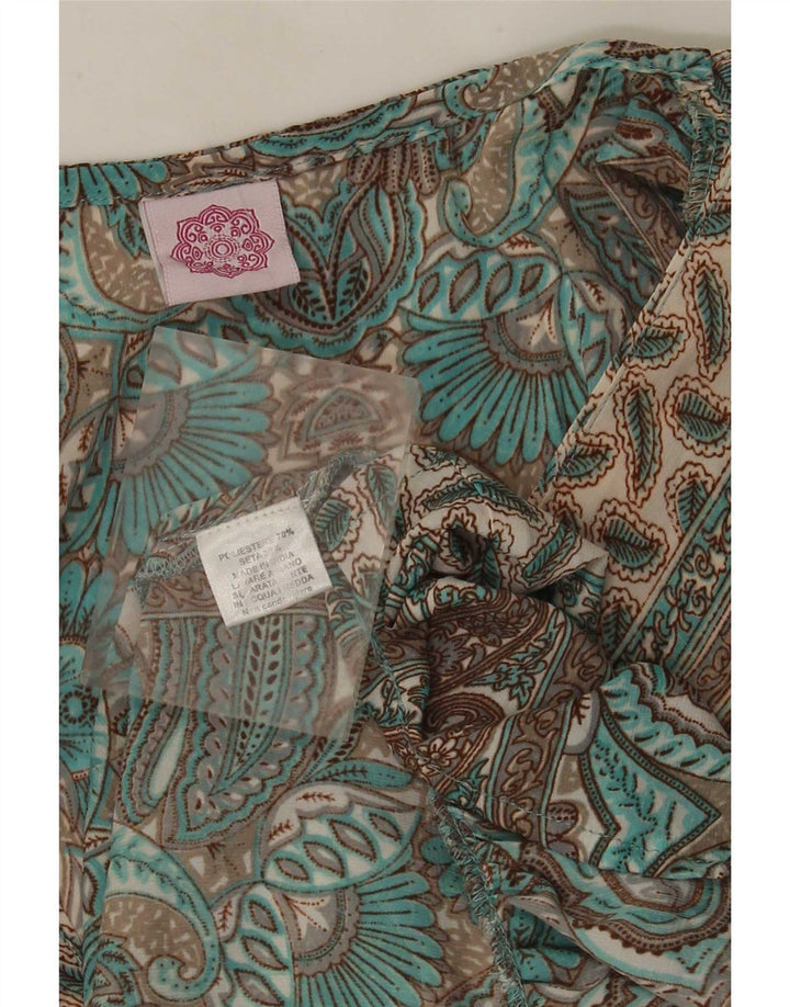 Vintage Empire Dress UK 12 Medium Green Paisley Polyester
