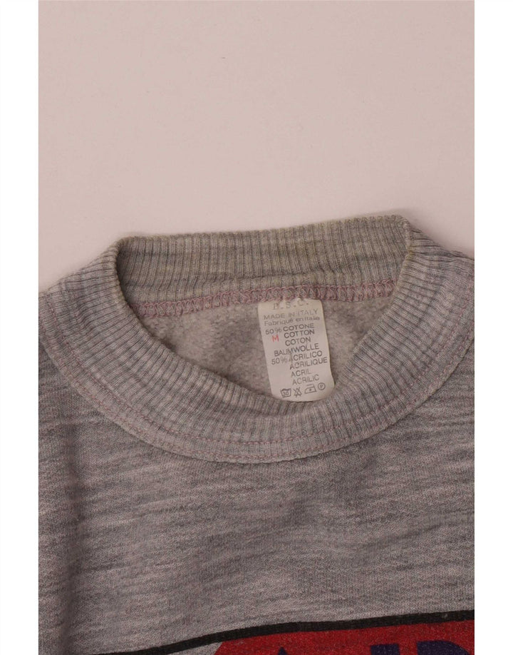Vintage Dame grafisk sweatshirt Jumper UK 14 Medium Grey Colourblock