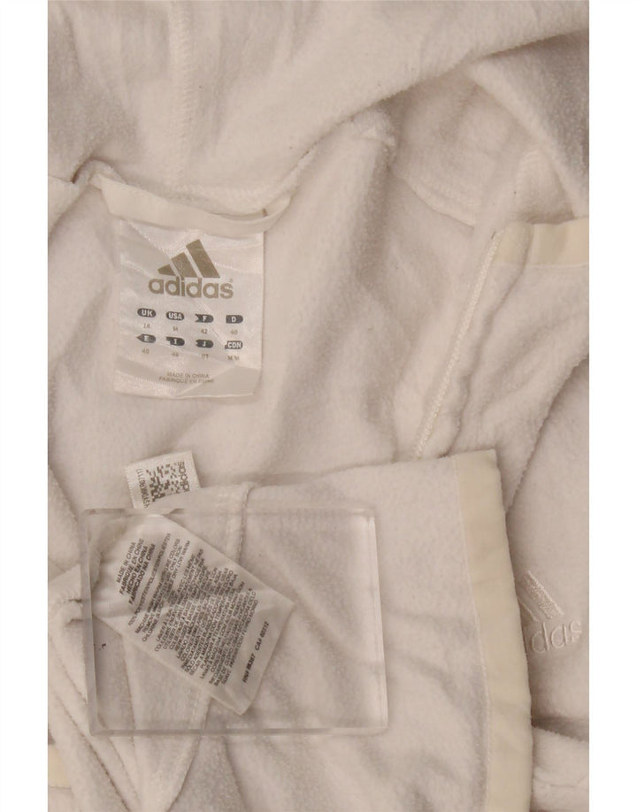 Adidas dame fleecejakke med hætte UK 12 Medium White Polyester