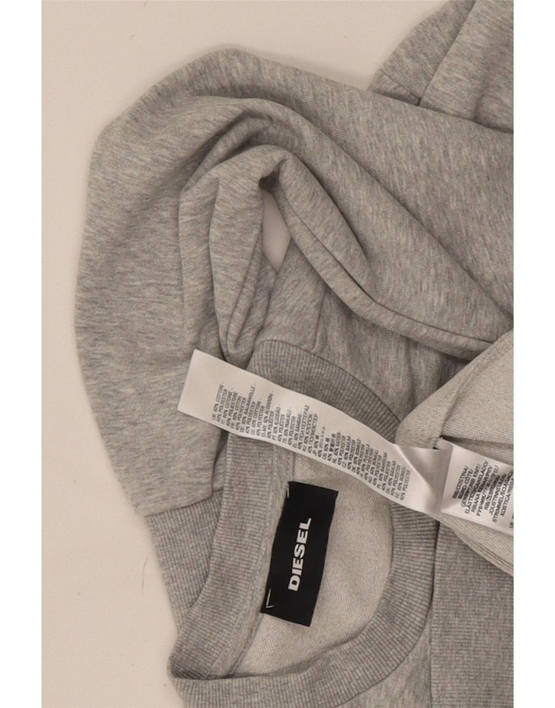 Diesel Herre Grafisk Sweatshirt Jumper Stor Grå Flecked Bomuld