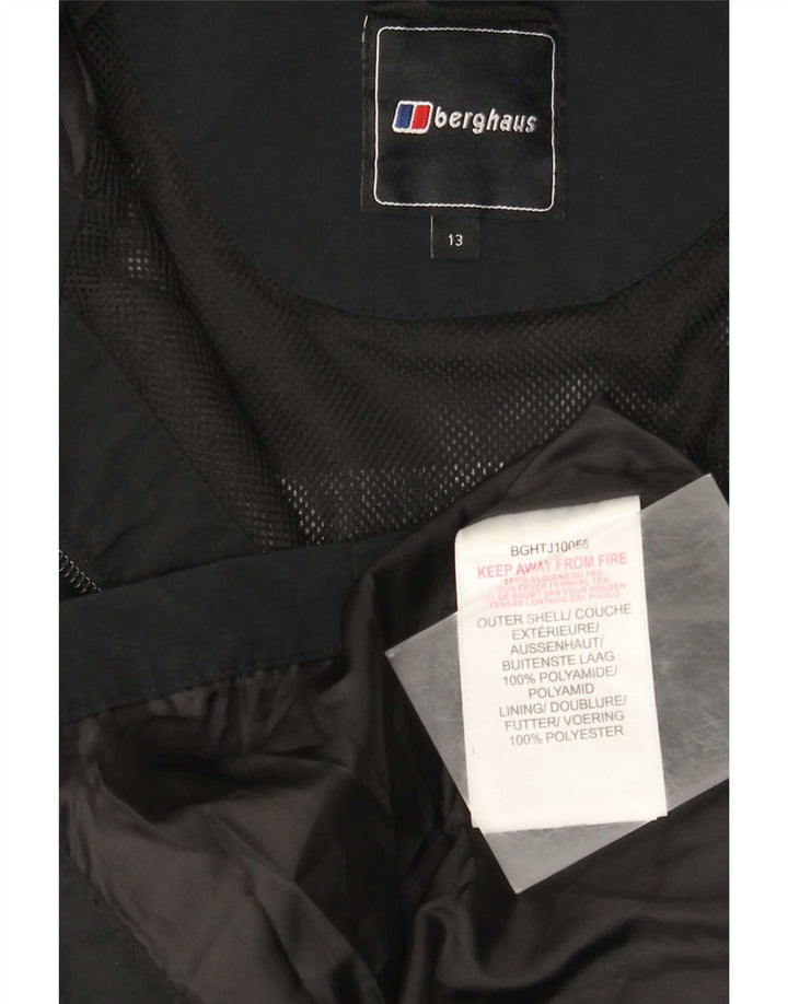 Berghaus Regnjakke med hætte til drenge 12-13 år Sort polyester