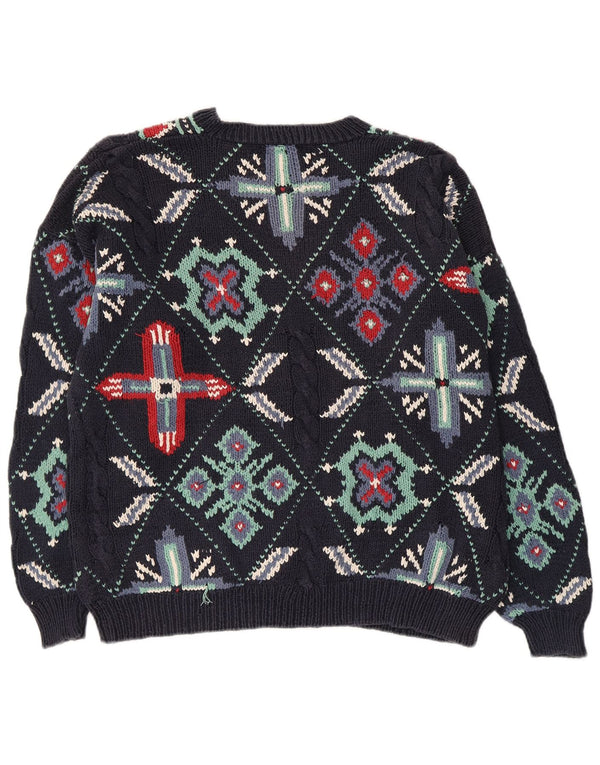 S.Moritz Dame V-hals sweater UK 16 Stor marineblå bomuld