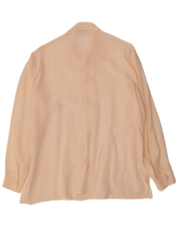 Vintage skjortebluse til kvinder UK 14 Medium Off White Silk
