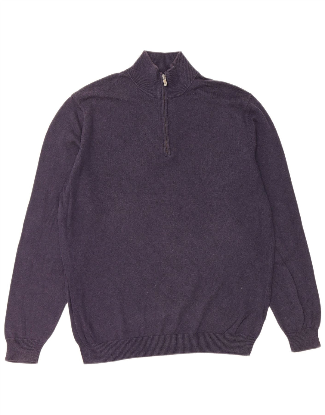 MASSIMO DUTTI Herre sweater med lynlåshals Stor marineblå bomuld