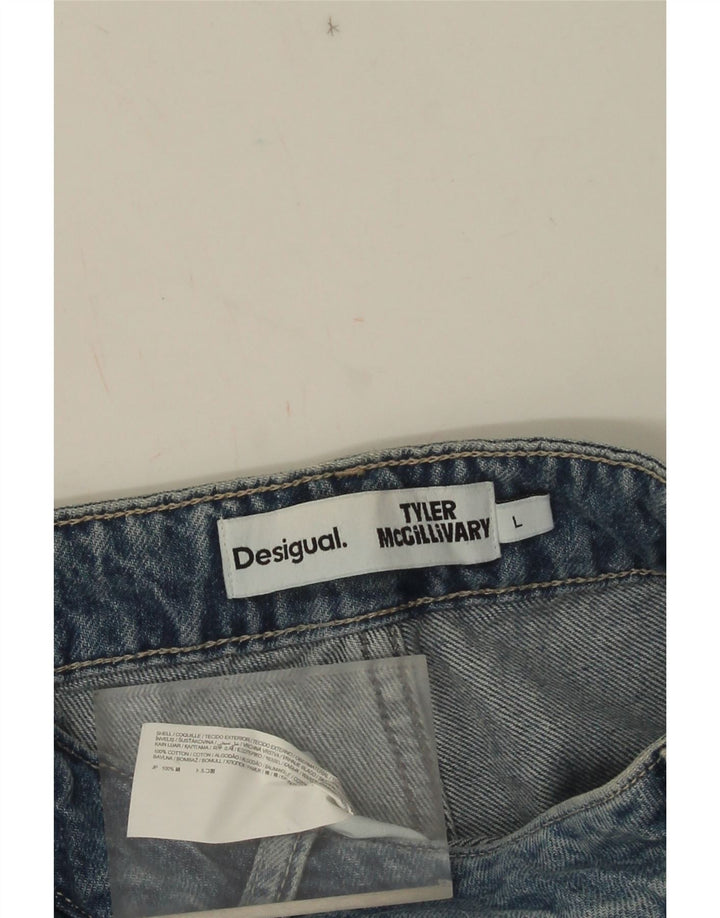 Desigual Dame Flared Jeans Large W32 L30 Blå Patchwork Bomuld