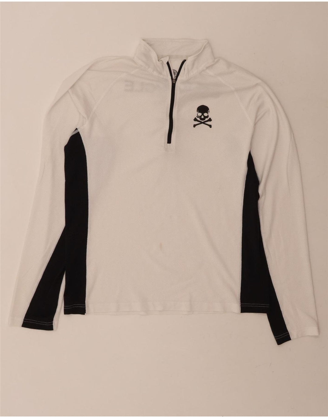 VINTAGE Mens Graphic Zip Neck Pullover Tracksuit Top XL White Colourblock Vintage Vintage and Second-Hand Vintage from Messina Hembry 