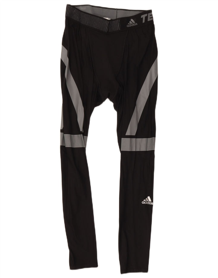 Adidas Herre Tech Fit Crop Leggings Large Black Colourblock Polyamid