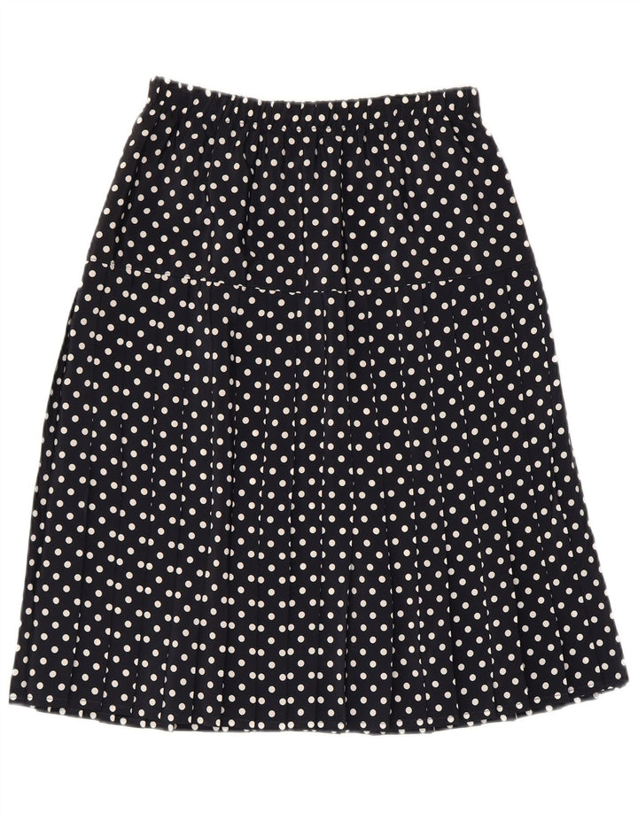 VINTAGE Womens A-Line Skirt IT 46 Large W28  Navy Blue Polka Dot Polyester