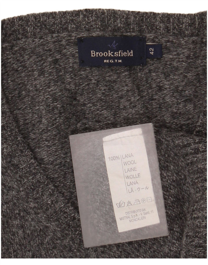 Brooksfield Dame V-hals sweater IT 42 Medium Grey Flecked Wool