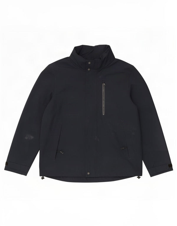 Marks & Spencer Herre Hooded Windbreaker Jacket UK 40 Large Navy Blue Cotton