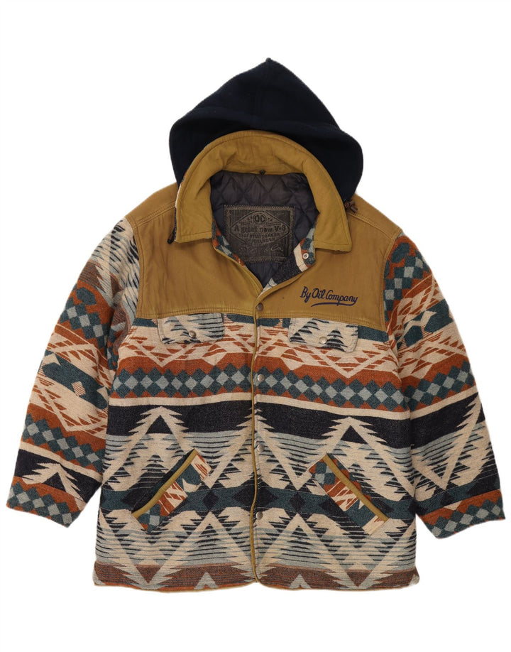 Oil Company Herre Windbreaker Coat UK 40 Large Multicolored Fair Isle Aztec