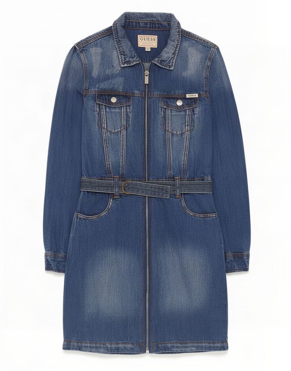 Guess Piger Langærmet Denim Kjole 11-12 År Blå Bomuld