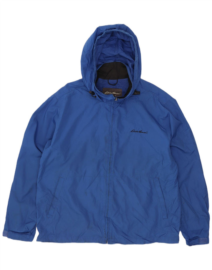 Eddie Bauer Regnjakke med hætte til mænd UK 38 Medium Blue Polyester