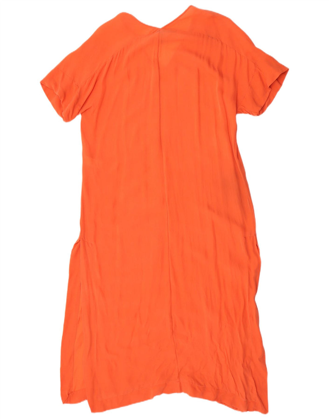 Zara Dame Se Through Kortærmede Maxikjole UK 14 Medium Orange Silke
