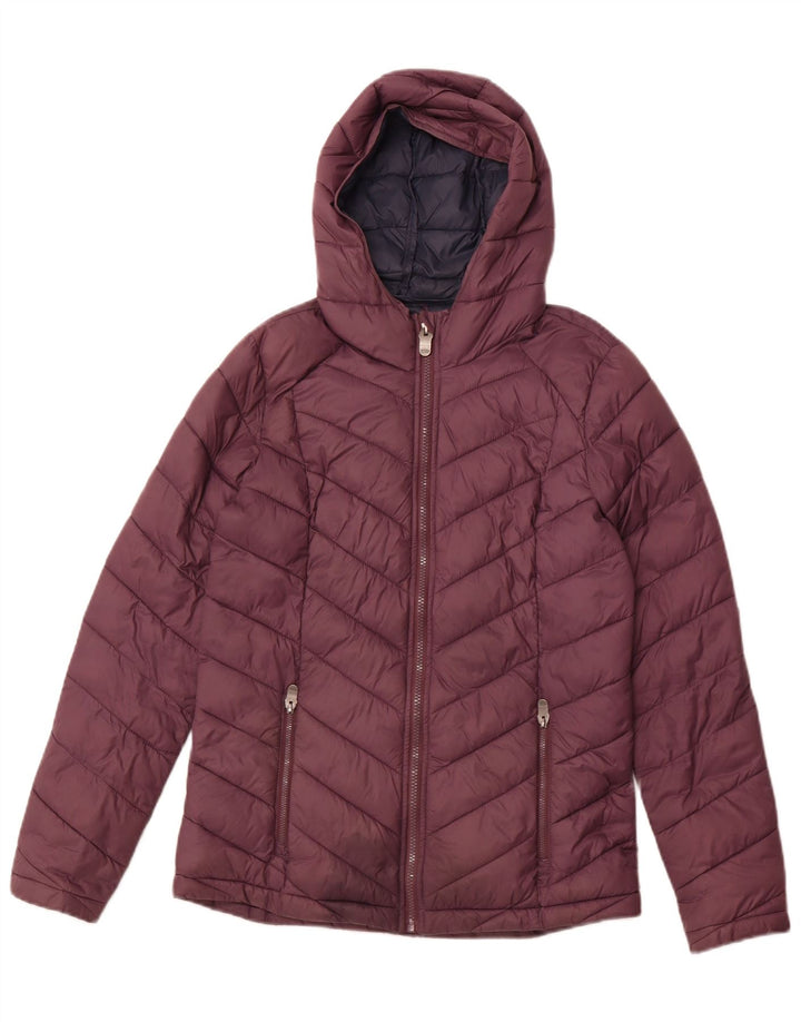 FAT FACE Womens Hooded Padded Jacket UK 10 Small Maroon Nylon