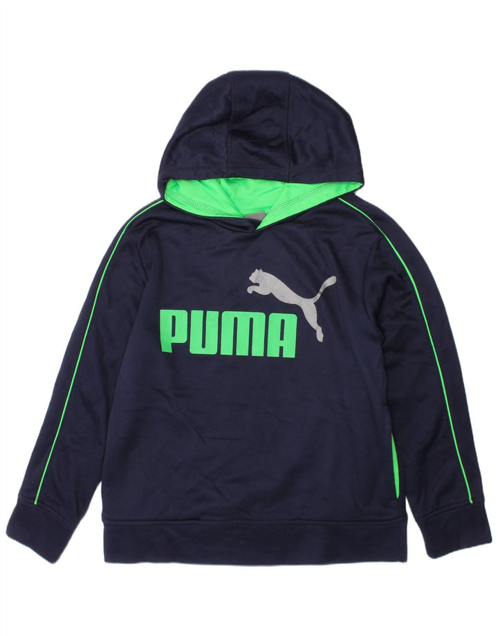 PUMA Grafisk hættetrøje til drenge 7-8 år Lille marineblå polyester