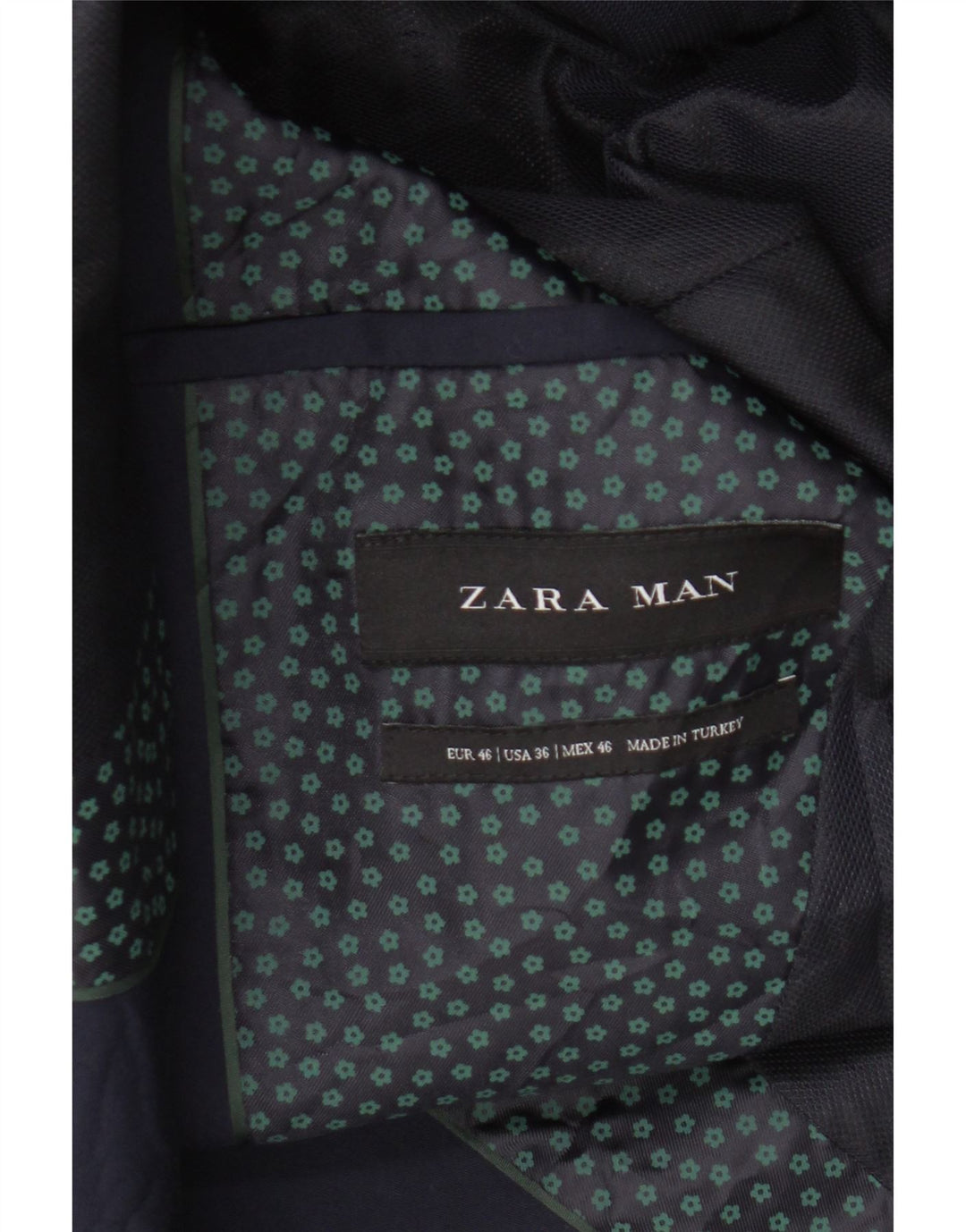 Zara Herre 2-knaps blazerjakke EU 46 Small Navy Blue