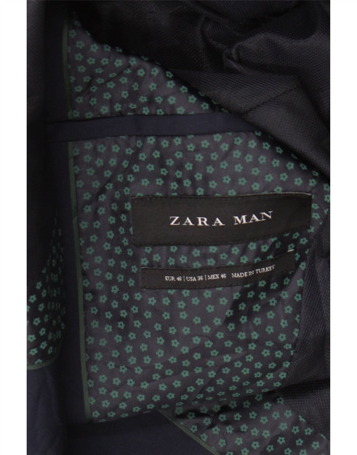 Zara Herre 2-knaps blazerjakke EU 46 Small Navy Blue