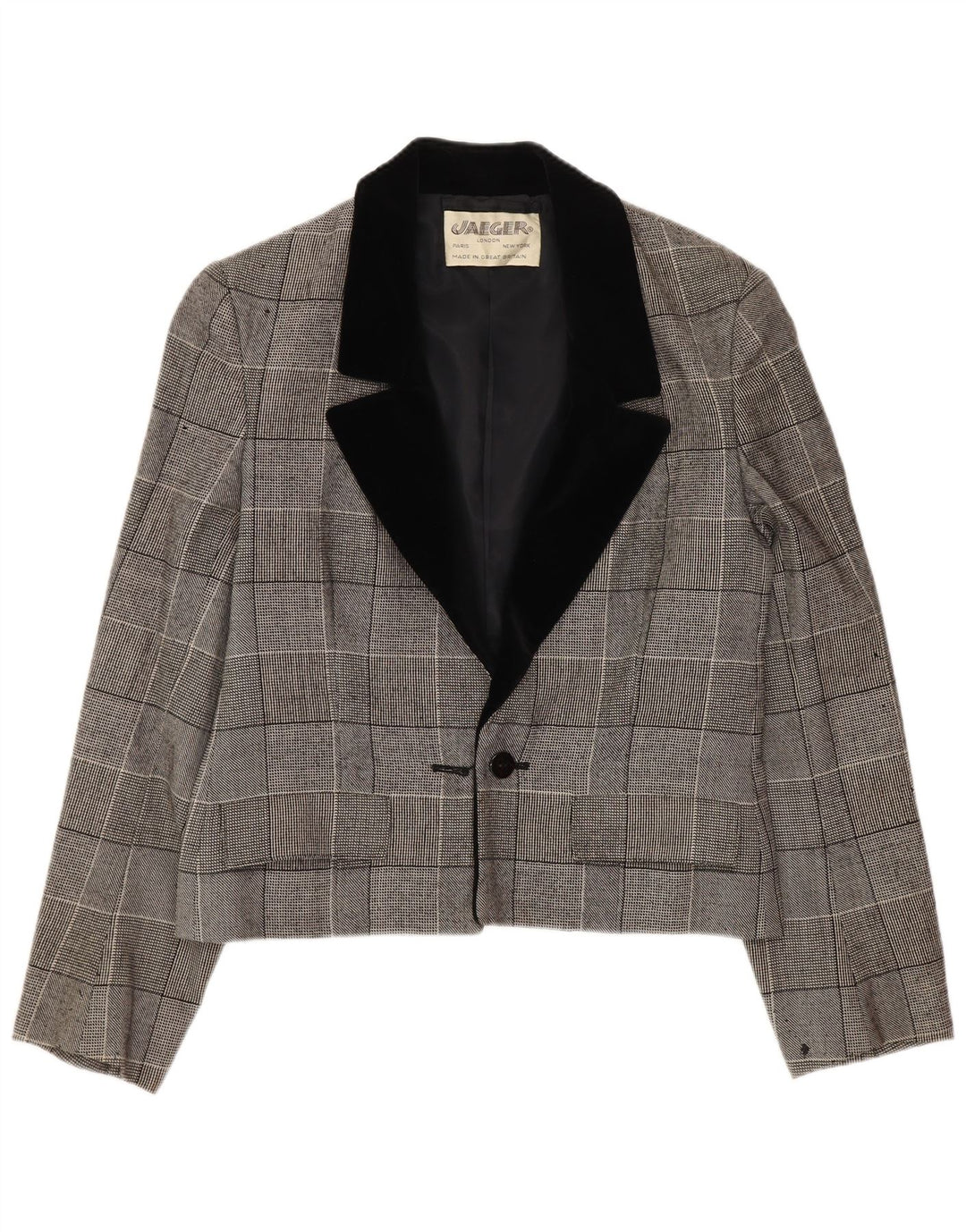 Jaeger Womens Crop 1-knap blazerjakke UK 10 Small Grey Ternet Bomuld