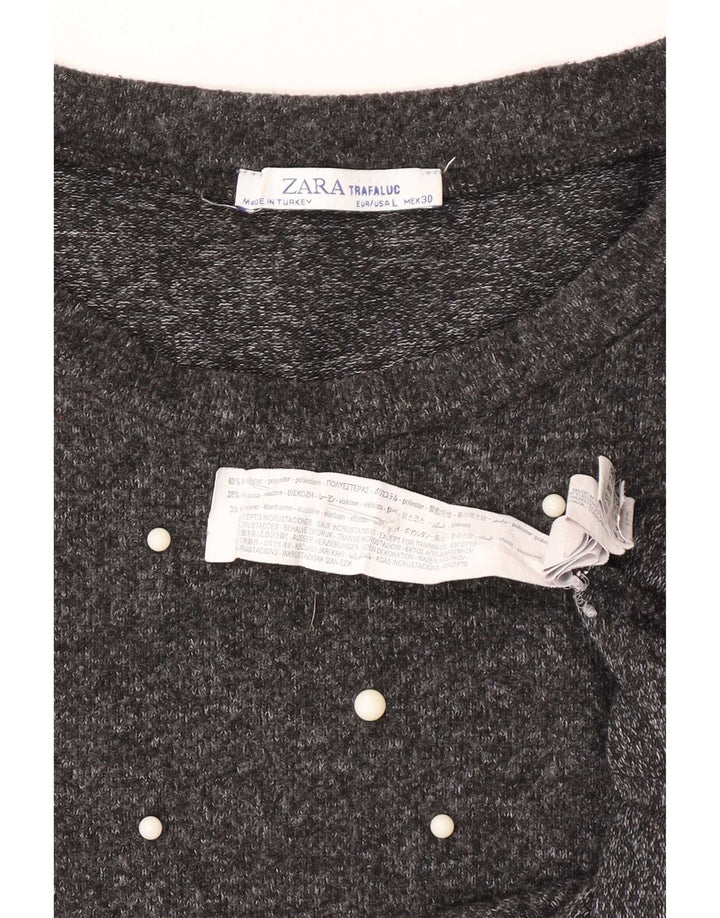 Zara Dame Top 3/4 ærmet UK 16 Large Grå Polyester