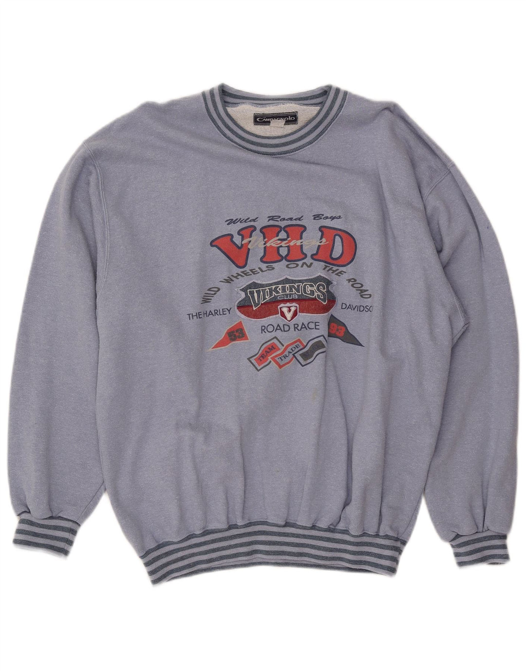 CAMPAGNOLO Herre Vikings Grafisk Sweatshirt Jumper IT 56 XL Blå Bomuld